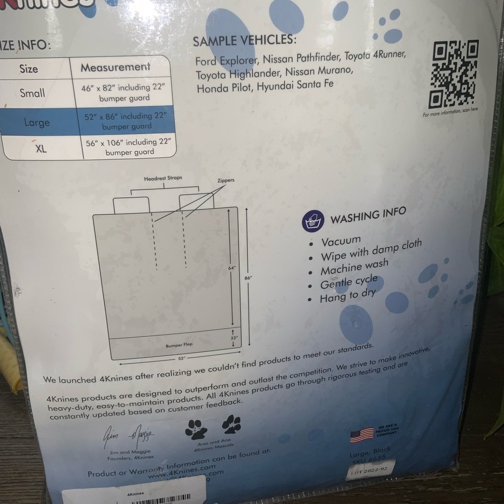 4Knines Split Cargo Car Seat Liner, Large - Picture 6 of 6